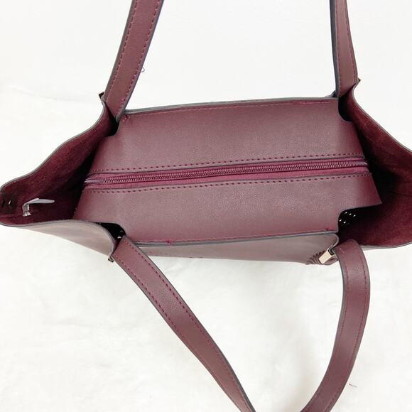 Burgundy Faux Leather Oversized Shoulder Bag - Picture 9 of 15